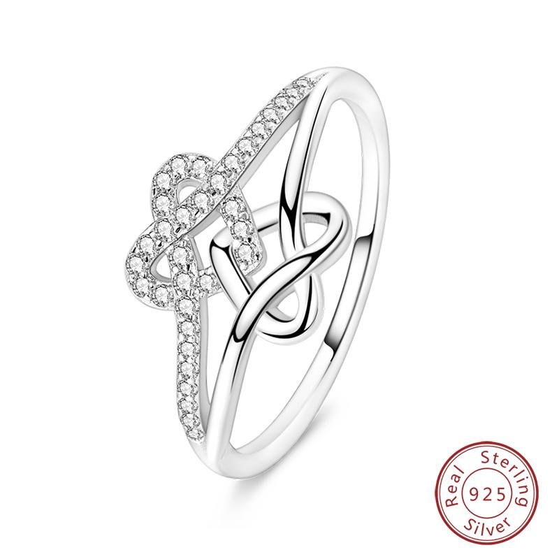 925 Sterling Silver Heart Shaped Infinite Minimalist Rings Hollow Celtic Knot Rings for Women Elegant Engagement Wedding Jewelry