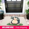 Cute Snorlax Munchlax Pokemon Grass Field Print Soft Flannel Non Slip Absorbent Indoor Door Mat Floor Rug