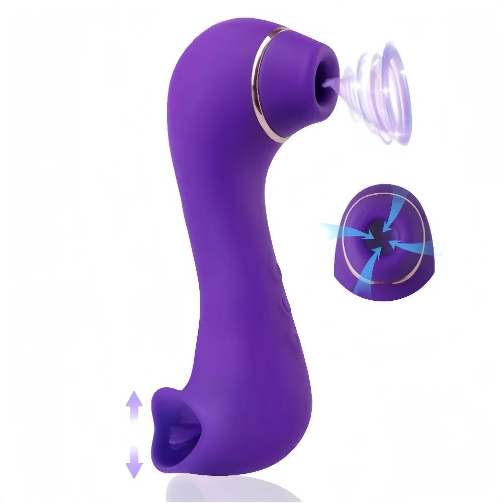 2 In1 Sucker Vibrator Female Licker Oral Clitoral Vaginal Tongue Stimulator Massager Masturbator Sex Toys for Women Couples 18+