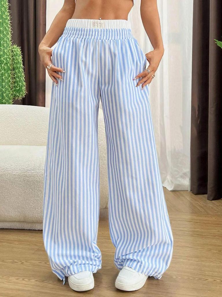 2025 Осень Европейские и американские повседневные брюки однотонной расцветки с высокой посадкой