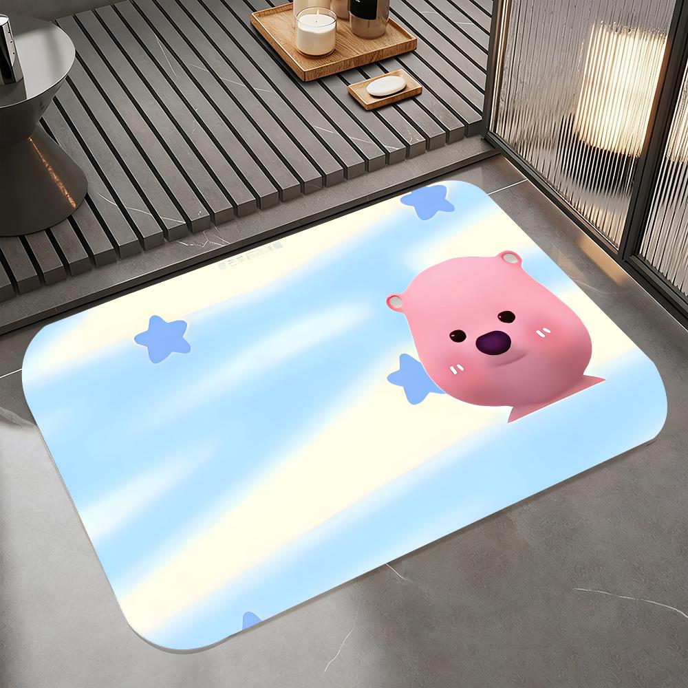 Cartoon-L-loopy Floor Mat Diatomite Bath Mat, Quick Dry Absorbent Non-Slip Door Mat