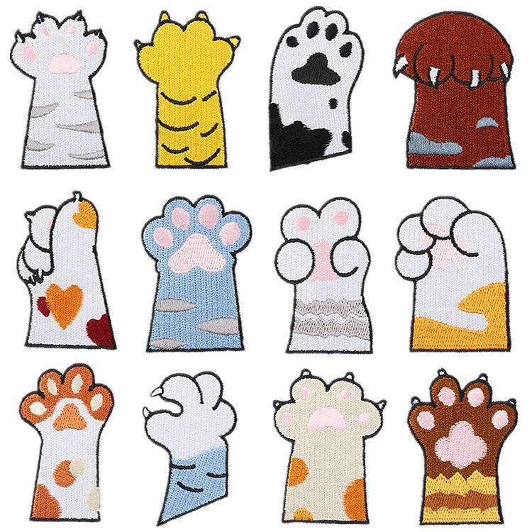 New Cute Cat Embroidery Patchwork Hot Selling Popular Puppy and Cat Patch Computer Embroidery Stamp Cartoon Cat Paw