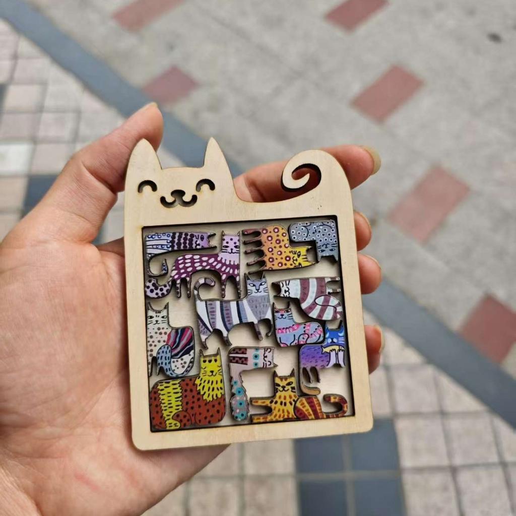 Wooden Cat Shaped Puzzle Toy Children'S Puzzle Early Education Thinking Training Fun And Difficult Children'S Birthday Gift