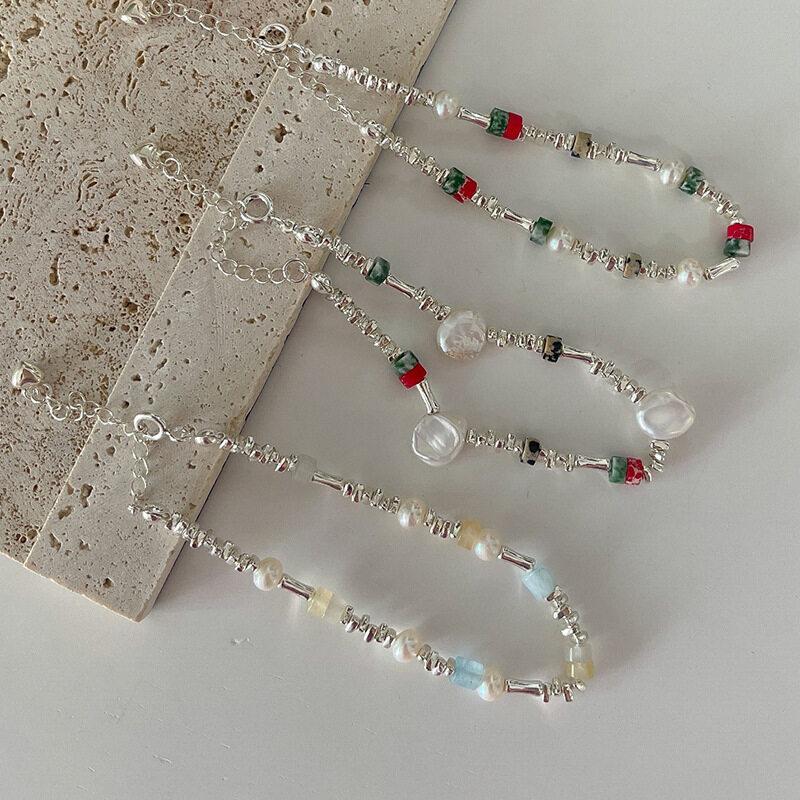 Сломанный серебряный браслет из искусственного жемчуга, модный шарм для женщин, INS, круглые браслеты из бисера, индивидуальный дизайн для девочек, небольшой дизайн, нерегулярный крой, вечерние ювелирные подарки