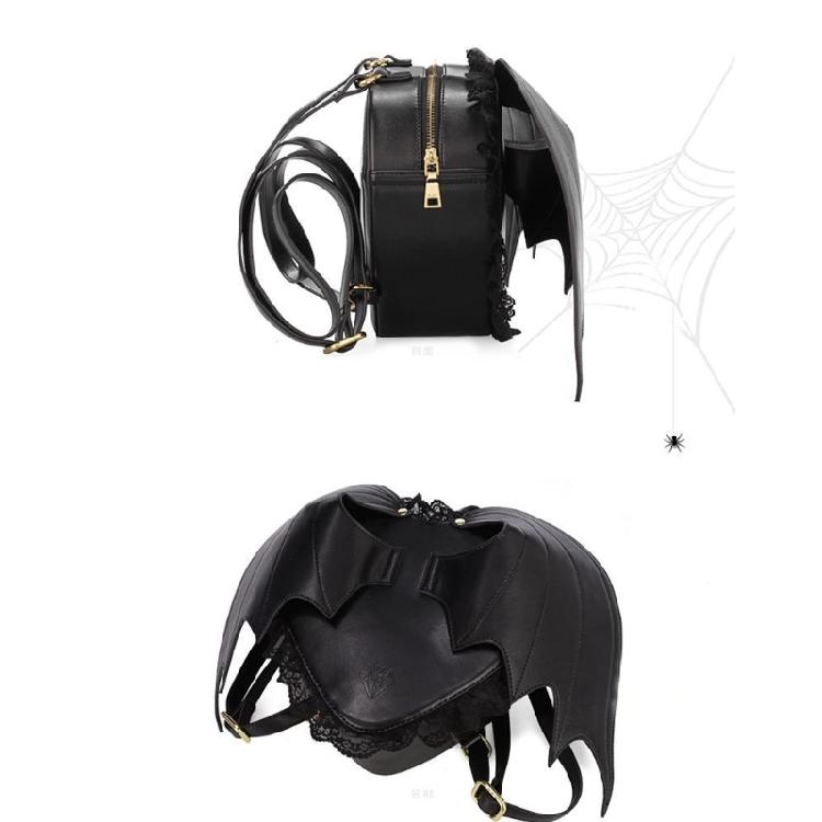 Модный Кружевной Рюкзак Летучая Мышь PU Рюкзак Готический Daypack для Шопинга и Свиданий