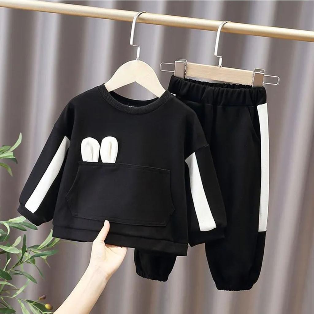 Весенне-осенний комплект для девочек, спортивные штаны с бантом, детский комплект из двух предметов