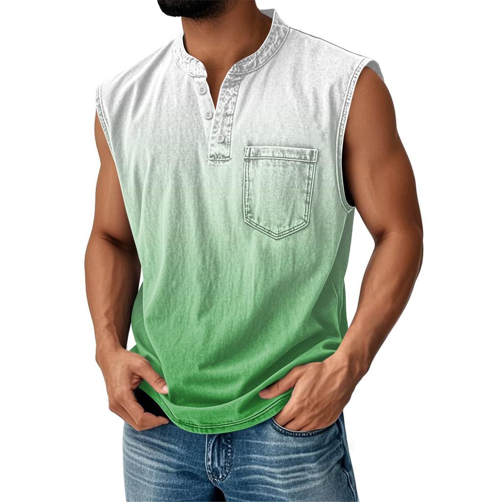 Мужская состаренная рубашка без рукавов с градиентным принтом