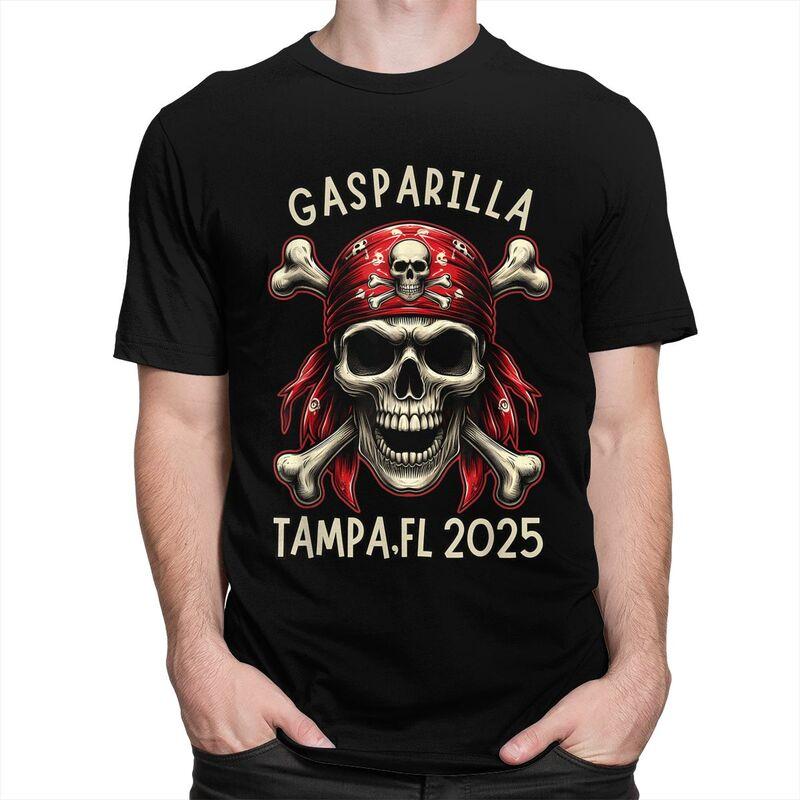 Индивидуальные пиратские футболки с черепом и скрещенными костями Gasparilla 2025 Мужские футболки с коротким рукавом Уличная одежда Хлопковая футболка Оверсайз Футболка Подарок