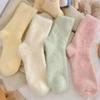 Super Soft Socks Mink Fleece for Women Ins Solid Winter Warm Thicken Coral Plush Socks Thermal Snow Home Sleep Floor Kawaii Sock