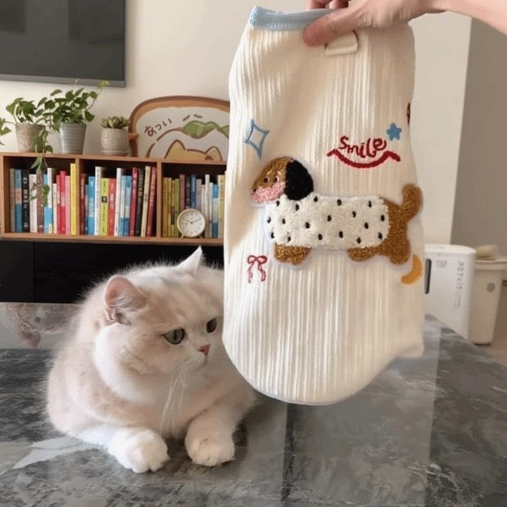 Дышащая майка для собаки с крючком для поводка, одежда для кошки, новый жилет для щенка для маленьких собак