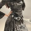 Black Women's Rivet Belt Vintage Dress Jeans Belt Fashionable Leather Waist Belt  Waist Accessories