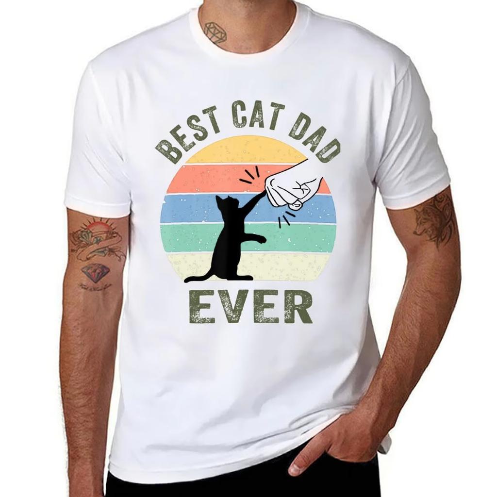 New 2026 Best Cat Dad Ever Cat Retro Vintage Bump Fit Cat Daddy Tshirt Mens Tshirt New 2026  Mens Graphic Tshirts