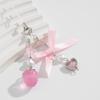 Fashion Sweet Y2K Girls Ribbon Bow Beaded Keychain Alloy Love Heart Star Rabbit Strawberry Pendant Pearls Glass Beads Chains Jewelry Accessories