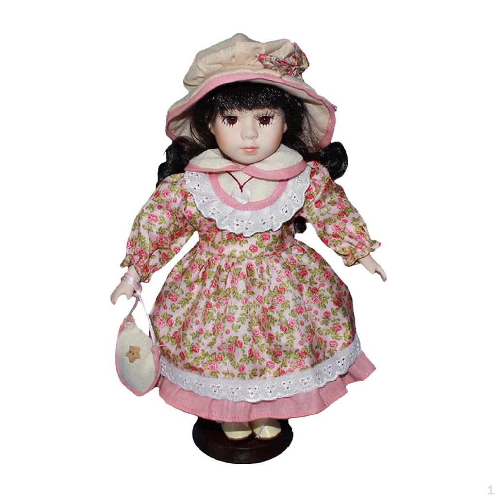 Миниатюрные фарфоровые фигурки 11,81 дюйма, вьющиеся волосы, элегантная керамическая кукла, модель людей, стоящая девушка