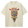Cartoon Color Owl Print Ladies T-Shirt Loose Wash Oversized Crew Neck Short Sleeve Student Casual Simple Tee