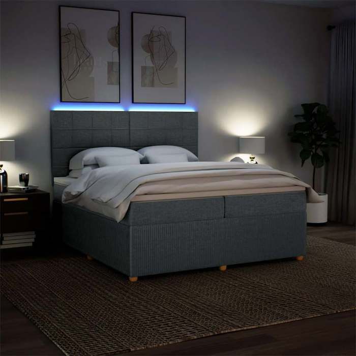 Maison Exclusive - Sommier à lattes de lit avec matelas Gris foncé 200x200cm Tissu