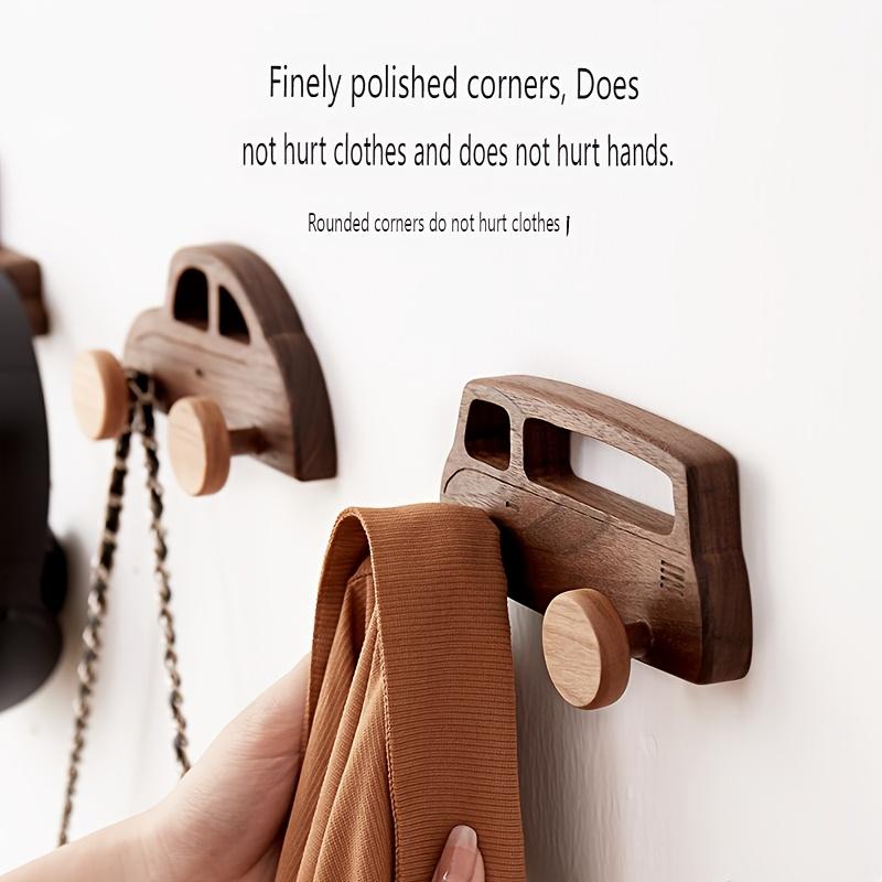 1pc/4pcs Set of Wooden Car Wall Hanging Hook, Solid Wood Wall Hook, Punched Fixed Wall Coat and Hat Hook Senior Creative Wall Hanging Car Class