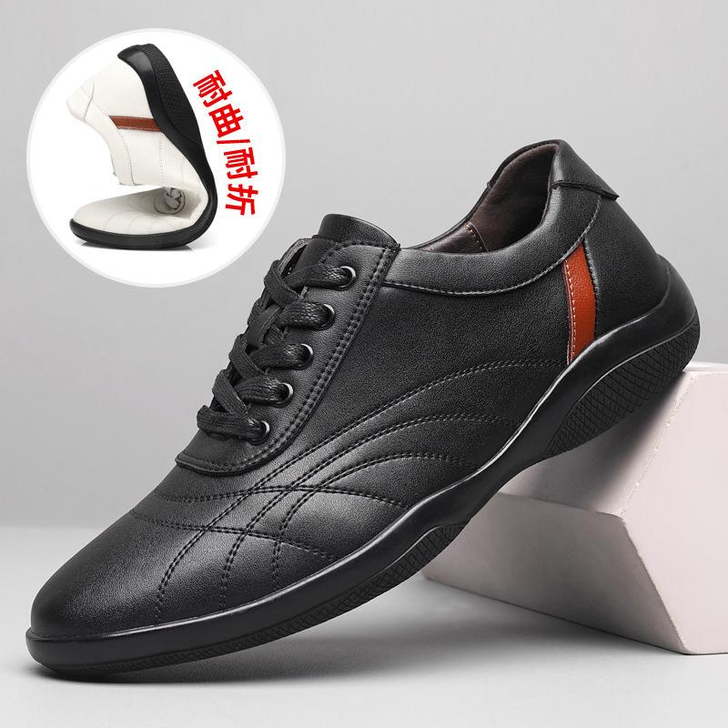 Мужская повседневная обувь в британском стиле, белые туфли, нескользящая удобная мягкая подошва, мужская повседневная кожаная обувь, весна и осень