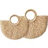 Летняя сумка из кукурузной соломы, женские сумки ручной работы, полукруглые пляжные дорожные сумки с круглой ручкой