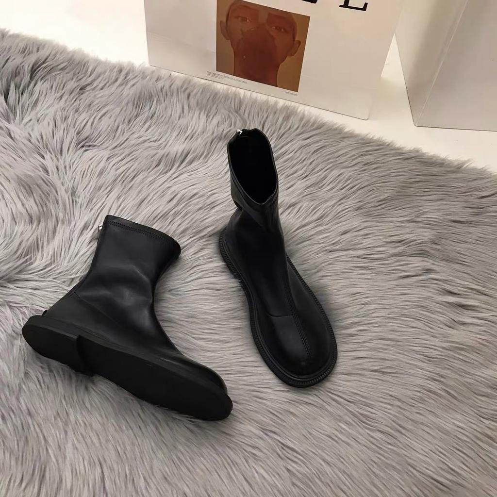 Ретро-нишевые черные ботинки Martin с плоской подошвой, женская обувь 2024 года, осень-зима, новые короткие ботинки из мягкой кожи коричневого цвета, средние и тонкие ботинки