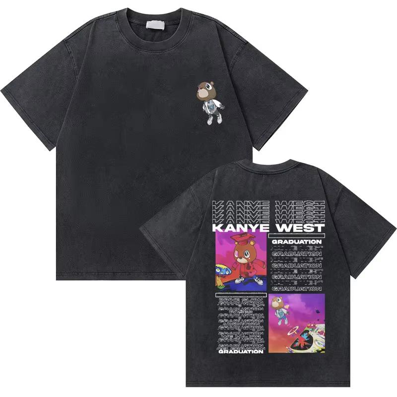 Washed Vintage Rapper Kanye West Music Album Cover Logo Graphic Tshirt THE LIFE OF PABLO T Shirt Men Hip Hop Vintage Tshirts