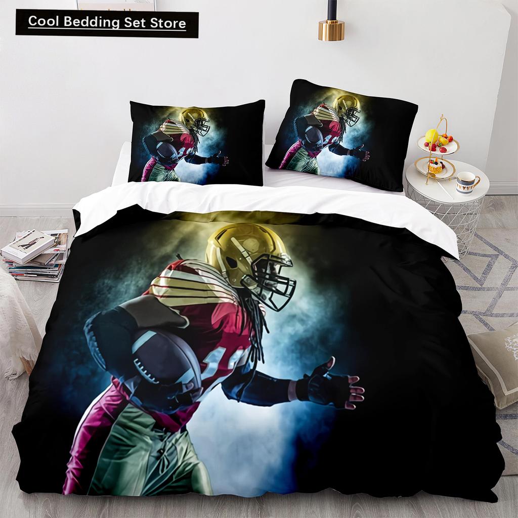 Американский футбол King Queen Пододеяльник с рисунком игрока в регби Комплект постельного белья для детей, подростков, взрослых, мяч, спорт, полиэстеровый пододеяльник