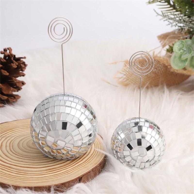 Elegant Disco  Namecard   For Event  Desk Stand  Table Number Holders Silver Place Card