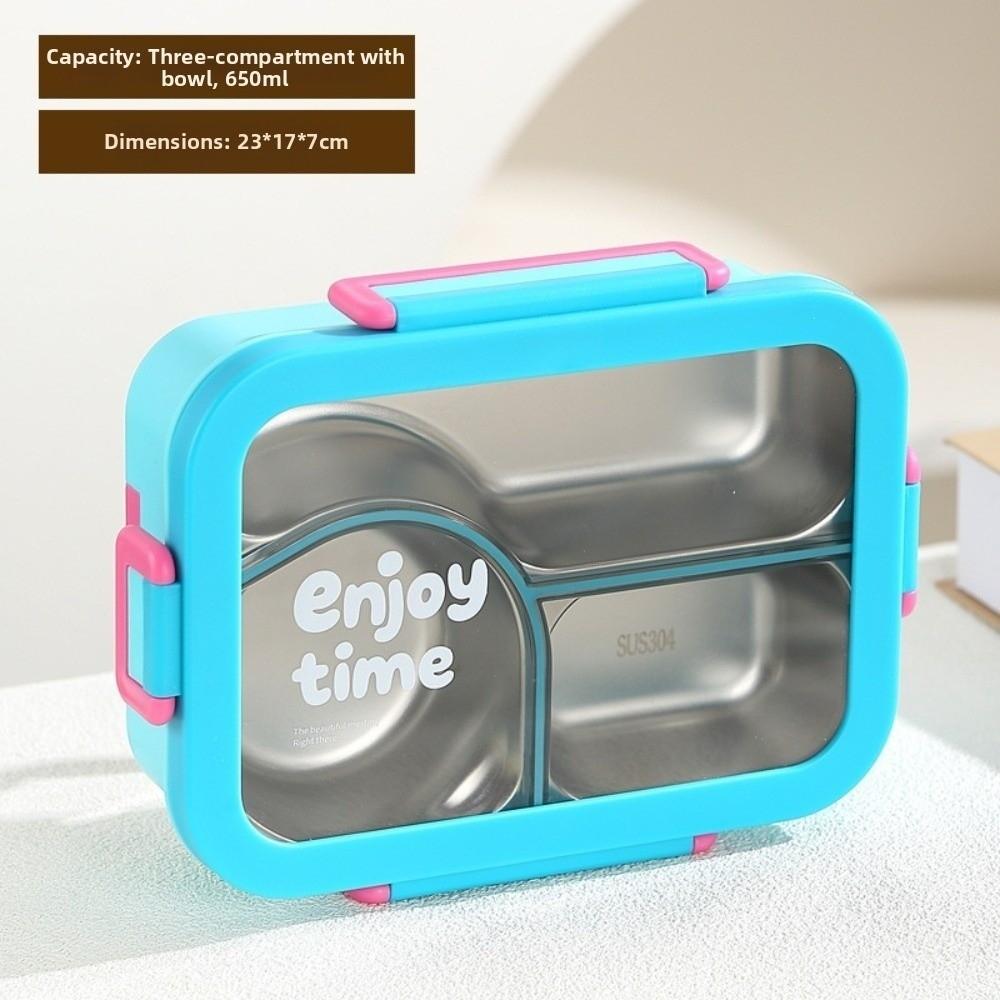 Rectangular Shape Rectangular Lunch Box Divided Grids Stainless Steel Food Container  for School