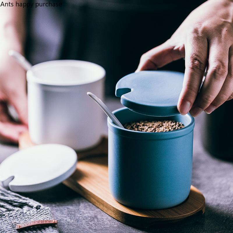 Керамическая банка для специй, набор из трех предметов, товары для кухни, контейнер для специй, солонка, коробка для приправ, банка для приправ