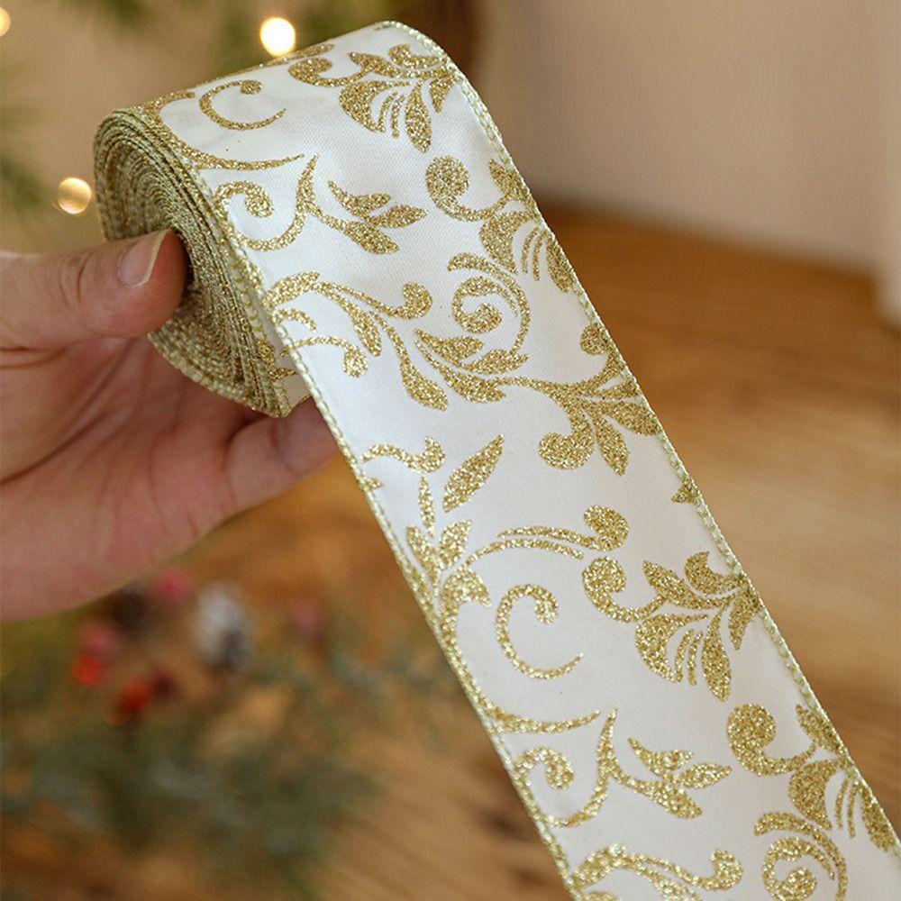 Mesh Yarn Christmas Tree Ribbon Gold Wire Edge Fabric Craft Ribbon New Year