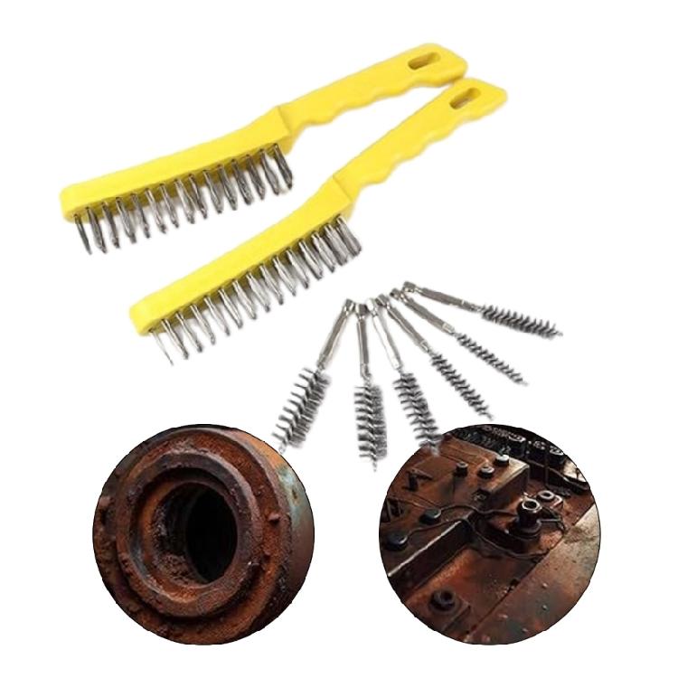 Steel Wire Brush 10Inch Hard Scratch Brushes With Hangable Handles For Workshop Home Use