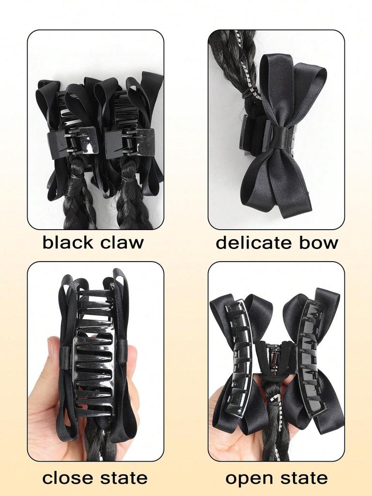 Конский хвост с зажимом-когтем, пара 20-дюймовых прямых тройных косичек-когтей, накладные волосы для женщин и девочек, аксессуары для волос для повседневного использования