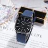 Square Quartz Watch Simple Elegant Adjustable Men Lady Minimalistic Design Anti-rust Faux Leather Quartz Watch