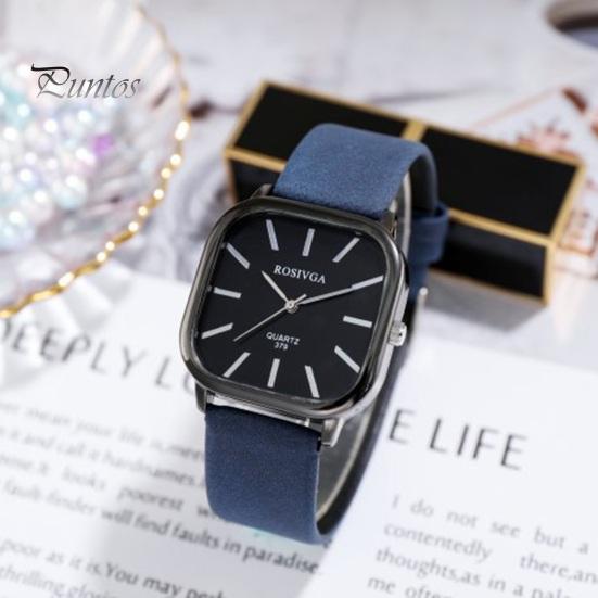 Square Quartz Watch Simple Elegant Adjustable Men Lady Minimalistic Design Anti-rust Faux Leather Quartz Watch