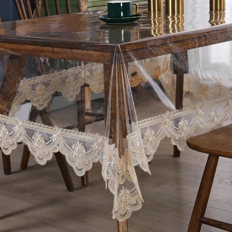 Прозрачная скатерть из ПВХ, водонепроницаемая, маслостойкая и пылезащитная ткань, коврик для чайного стола, нескользящая и моющаяся скатерть