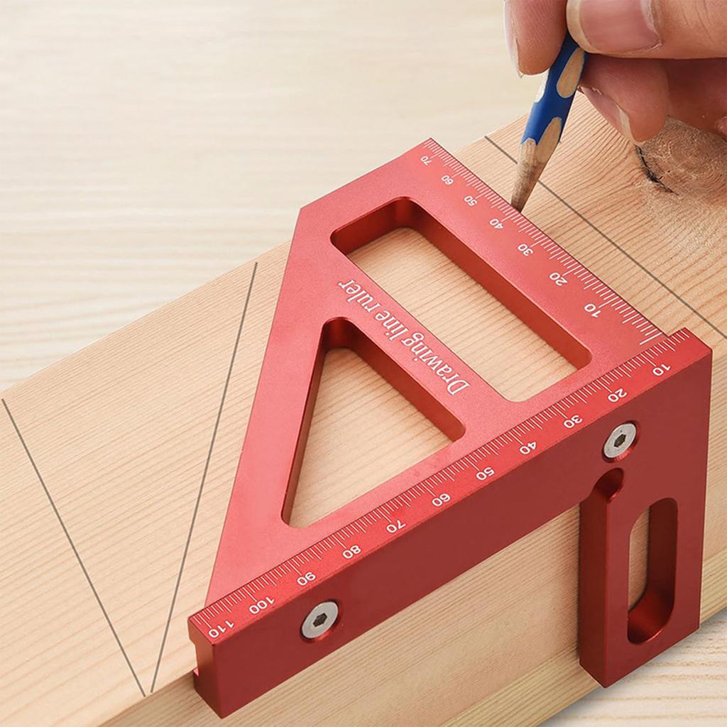 Деревообрабатывающая линейка 45°, линейка 90°, линейка для черчения, метрическая шкала, многофункциональная линейка с прямым углом, деревообрабатывающий инструмент из алюминиевого сплава