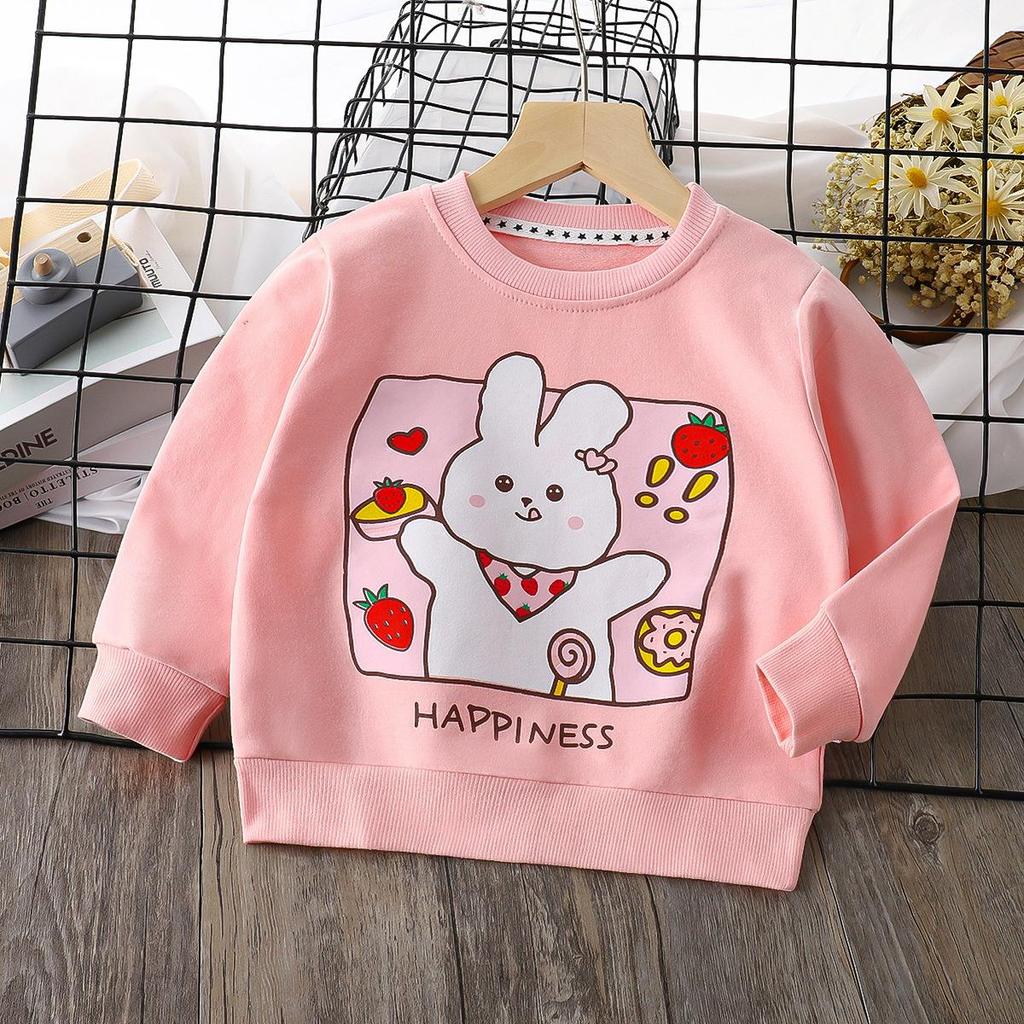 Детские осенние футболки с длинными рукавами и круглым вырезом с мультяшным принтом для унисекс