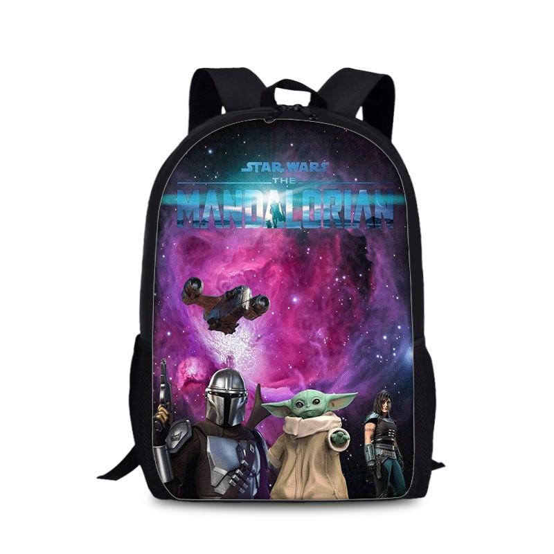 Mandalorian Grogu Double Strap Backpack For Children With Durable Nylon Material