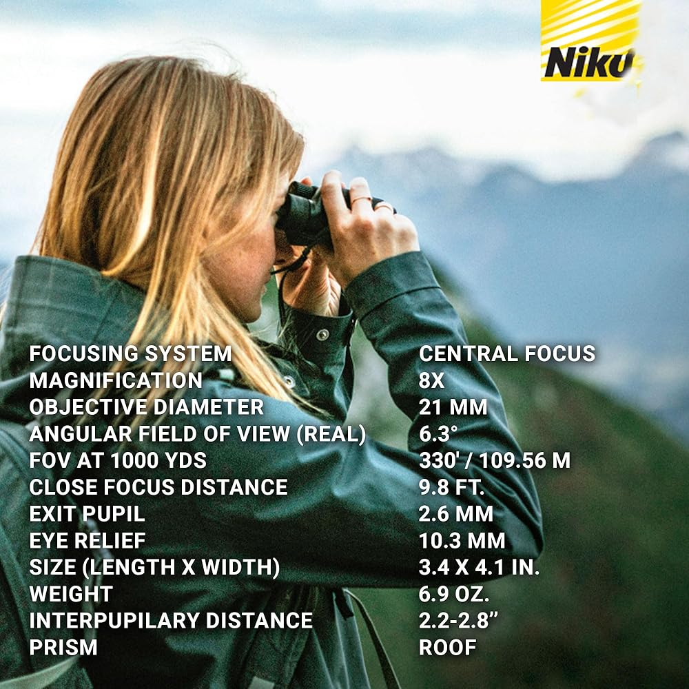 Nikon Aculon T02 8x21 Binoculars, Roof Prism Type, 8x Magnification, 21mm Objective Lens, White (ACULON ACT028X21WH)