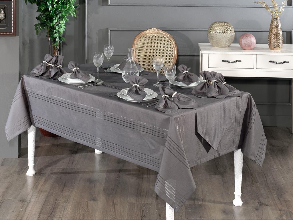 Набор Corver Dinner/Launch Set 26шт, Скатерть 160х220, Дорожка, Салфетки, Кольца Антрацит