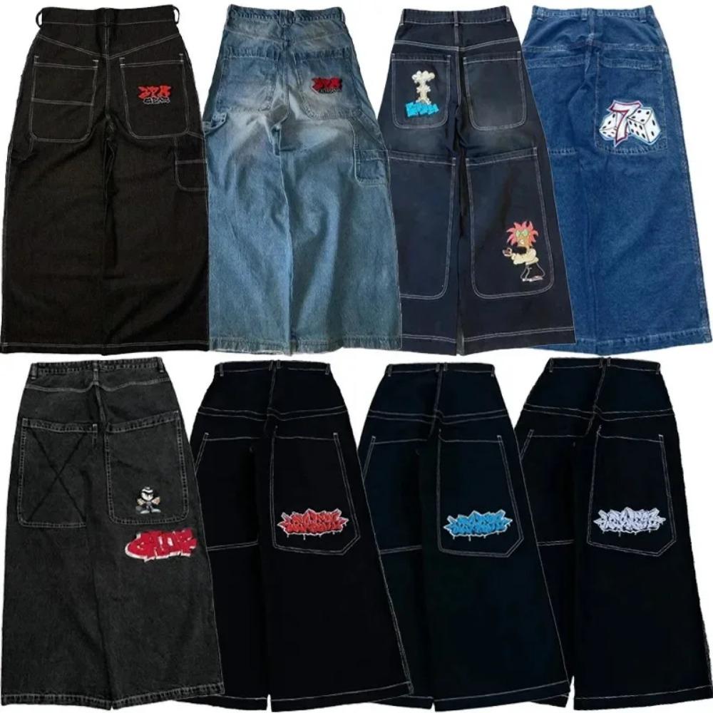 Harajuku Goth Fashion Y2K Baggy Jeans Vintage Embroidered High Quality Jeans Men Women Hip Hop Streetwear Casual Wide Leg Jeans