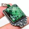 Ruby In Zoisite, Diopside Ethnic 925 Silver Jewelry Pendant 2.40" E7O71