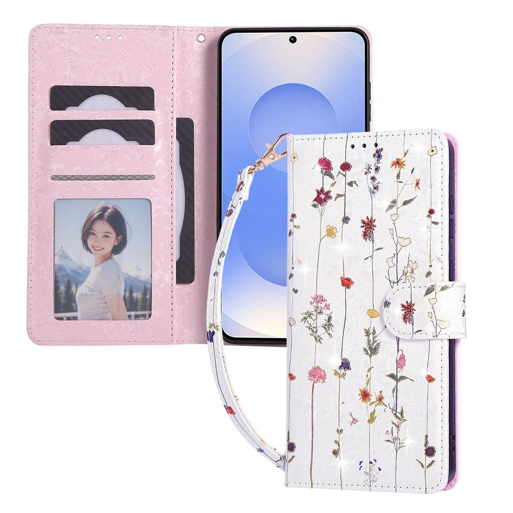 Для Samsung Galaxy S25 Edge Чехол с блокировкой RFID Кожаный чехол для телефона с цветами