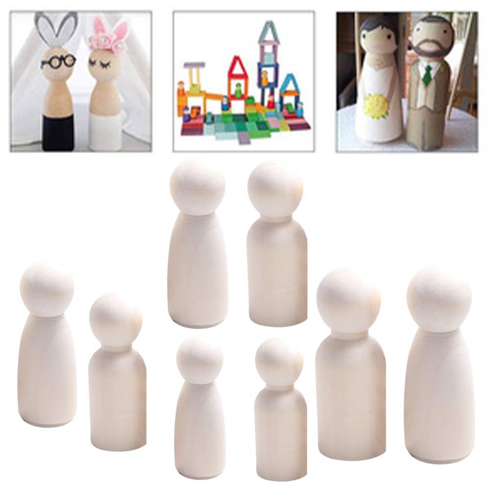 Male Female Blank Puppets Handmade Wooden Peg Doll Wedding Decoration Unpainted Figures Wood Crafts