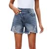 Women's Mid Rise Ripped Jean Shorts Casual Distressed Stretchy Denim Shorts Summer Frayed Hem Short Pants