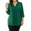 Women's Summer Chiffon Loose 7-quarter Sleeve V-neck Plus Size Shirt