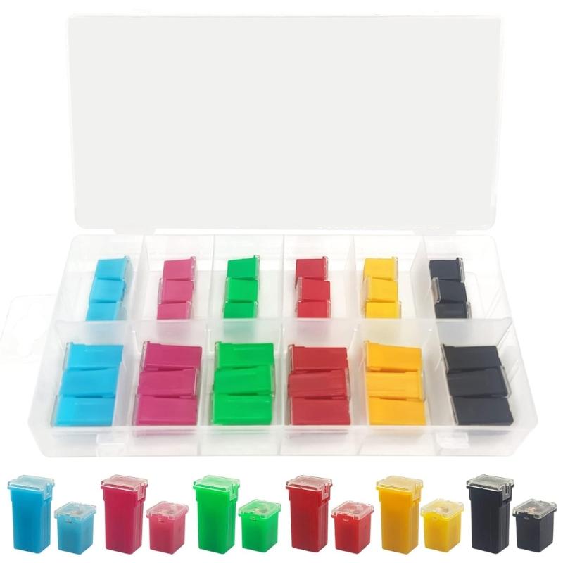 36Pcs Low and Tall/Standard Profiles Box Shape Fuses 20A 30 40 50A 60A 80A Car Cartridge Fuses for Trucks Car