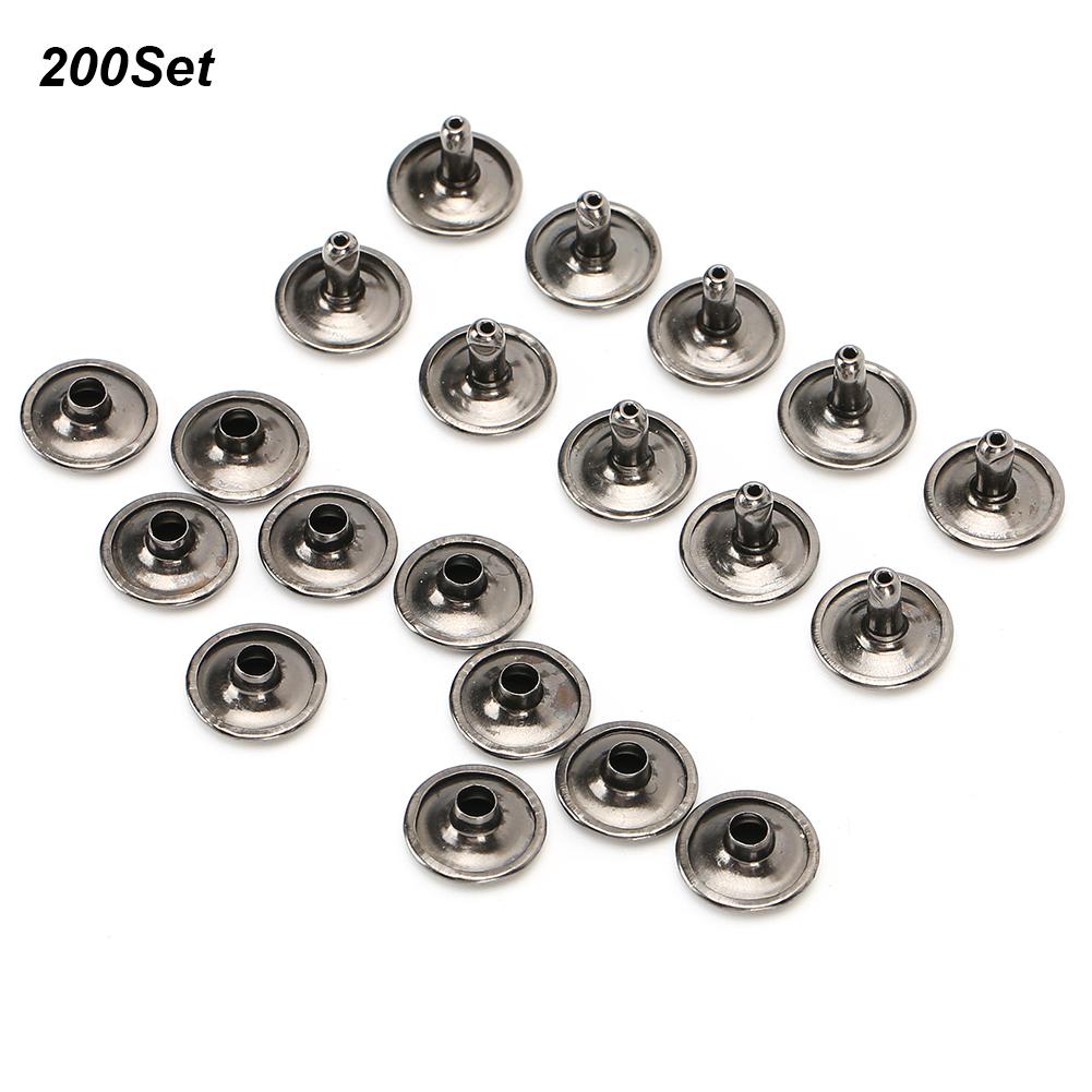 200 Sets Double Cap Rivet Round Stud Nail Iron Jeans Button Leather Shoes Bags Clothes