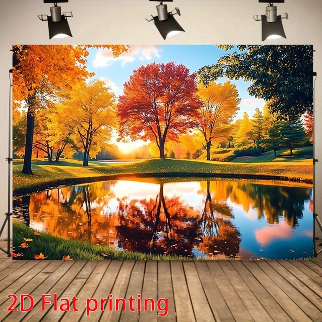 Two-dimensional flat printed item single-piece printed banner the pattern is autumn maple trees