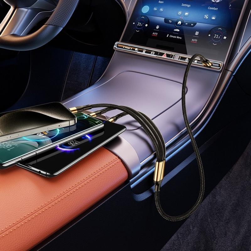100 Вт 3-в-1 USB Type C Кабель USBA/ USBC к 3 Type C Кабель для быстрой зарядки Разветвитель для iPhone17 Samsung Xiaomi Huawei